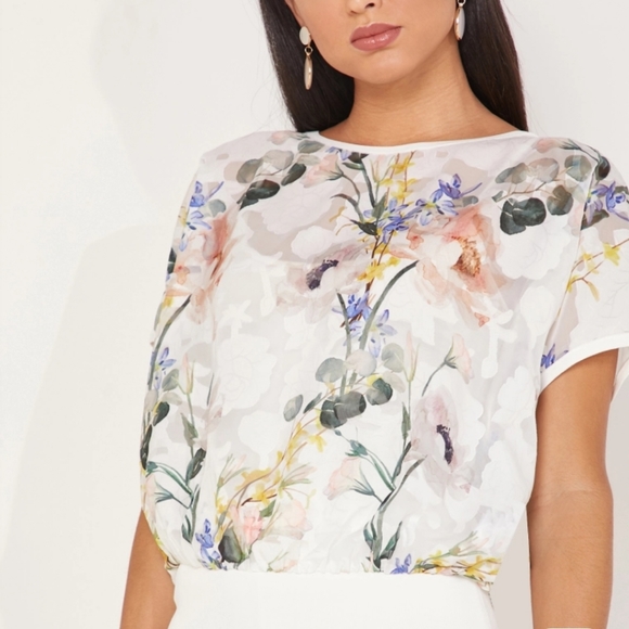 Ted Baker Tops - 🌷🌷🌷Ted Baker Eltiee blouson top blouse white floral sz 3 = US 8-10🌷🌷🌷